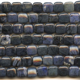 Dumortierite 12mm Square Beads - 8 Inch Strand