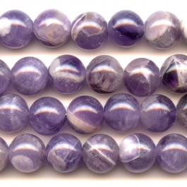 Dog Teeth Amethyst 10mm Round Beads - 8 Inch Strand