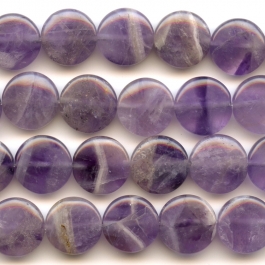 Dog Teeth Amethyst 12mm Coin Beads - 8 Inch Strand