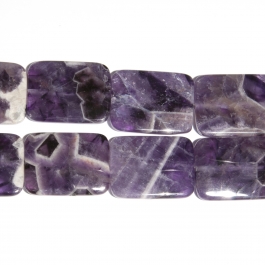 Dog Teeth Amethyst 30x40mm Rectangle Beads - 8 Inch Strand