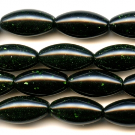 Green Goldstone 10x20mm Rice Beads - 8 Inch Strand