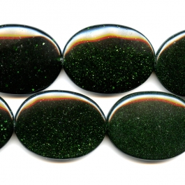 Green Goldstone 30x40mm Oval Beads - 8 Inch Strand