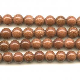 Goldstone 10mm Round Beads - 8 Inch Strand