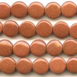Goldstone 12mm Coin Beads - 8 Inch Strand