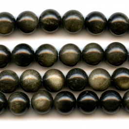 Golden Obsidian 10mm Round Beads - 8 Inch Strand