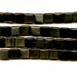 Golden Obsidian 12mm Square Beads - 8 Inch Strand