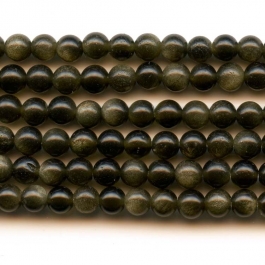 Golden Obsidian 4mm Round Beads - 8 Inch Strand