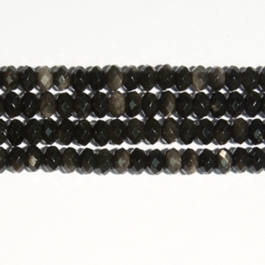Golden Obsidian 8mm Faceted Rondelle Beads - 8 Inch Strand