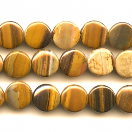 Iron Zebra Jasper 12mm Coin  Beads - 8 Inch Strand