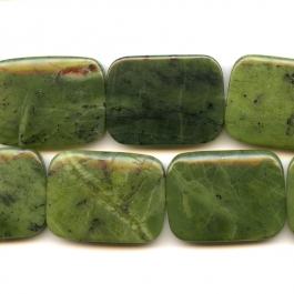 Jade 30x40mm Rectangle Beads - 8 Inch Strand