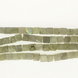 Labradorite 6mm Cube Beads - 8 Inch Strand