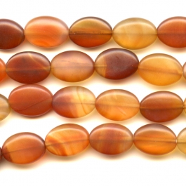 Matte Carnelian 10x14mm Oval Beads - 8 Inch Strand