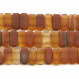 Matte Carnelian 10x20mm Double Drilled Beads - 8 Inch Strand