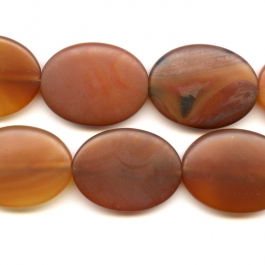 Matte Carnelian 30x40mm Oval Beads - 8 Inch Strand