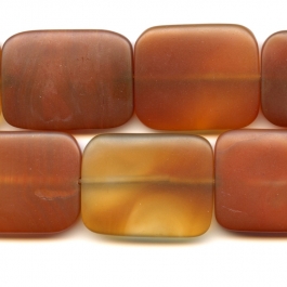 Matte Carnelian 30x40mm Rectangle Beads - 8 Inch Strand