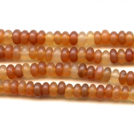 Matte Carnelian 6mm Rondelle Beads - 8 Inch Strand