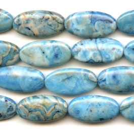 Blue Crazy Lace Agate 15x30mm Oval Beads - 8 Inch Strand