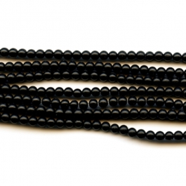 Matte Onyx 4mm Round Beads - 8 Inch Strand