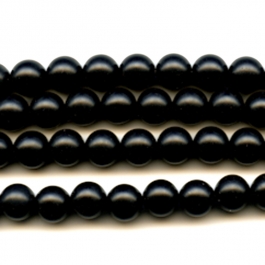 Matte Onyx 8mm Plain Round Beads - 8 Inch Strand