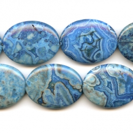 Blue Crazy Lace Agate 30x40mm Oval Beads - 8 Inch Strand