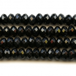 Onyx 8mm Faceted Rondelle Beads - 8 Inch Strand
