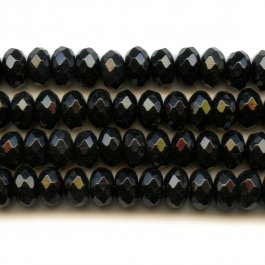 Onyx 8mm Faceted Rondelle Beads - 8 Inch Strand