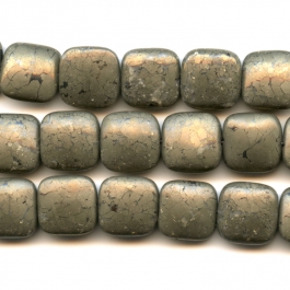 Pyrite 12mm Square Beads - 8 Inch Strand