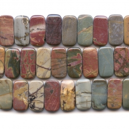 Red Creek Jasper 10x20mm Double Drilled Beads - 8 Inch Strand