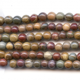 Red Creek Jasper 4mm Round Beads - 8 Inch Strand