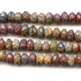 Red Creek Jasper 8mm Faceted Rondelle Beads - 8 Inch Strand