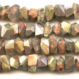Rainforest Agate 7x12mm Faceted Nugget Beads - 8 Inch Strand