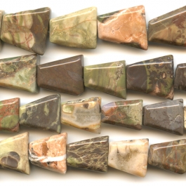 Rainforest Agate Faceted Trapezoid Beads - 8 Inch Strand
