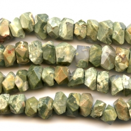 Rhyolite 7x12mm Faceted Nugget Beads - 8 Inch Strand