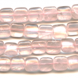 Rose Quartz 12mm Square Beads - 8 Inch Strand