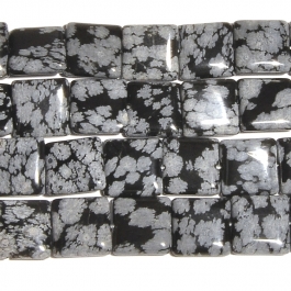 Snowflake Obsidian 12mm Square Beads - 8 Inch Strand