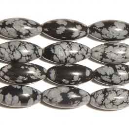Snowflake Obsidian 8x16mm Rice Beads - 8 Inch Strand