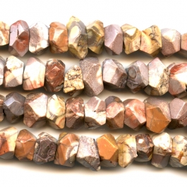 Bird's Eye Rhyolite 7x12mm Faceted Nugget Beads - 8 Inch Strand