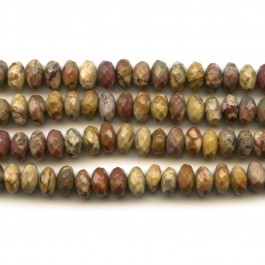 Bird's Eye Rhyolite 8mm Faceted Rondelle Beads - 8 Inch Strand