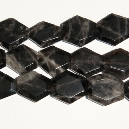 Smoky Quartz 25x30mm Faceted Hexagon Beads - 8 Inch Strand