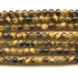 Tiger Eye 4mm Round Beads - 8 Inch Strand