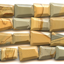 Wildhorse Picture Jasper Faceted Trapezoid Beads - 8 Inch Strand