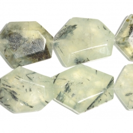 Prehnite Faceted Hexagon Beads - 8 Inch Strand