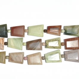 Imperial Jasper 18x25 Faceted Trapezoid Beads - 8 Inch Strand