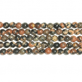 Mexican Red Snowflake Jasper 4mm Round Beads - 8 Inch Strand