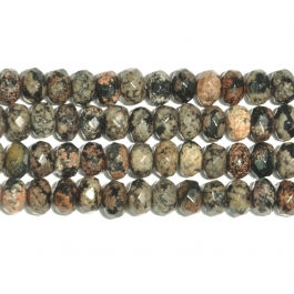 Mexican Red Snowflake Jasper 8mm Faceted Rondelle Beads - 8 Inch Strand