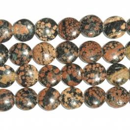 Mexican Red Snowflake Jasper 12mm Coin Beads - 8 Inch Strand