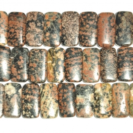 Mexican Red Snowflake Jasper 10x20 Double Drilled Beads - 8 Inch Strand