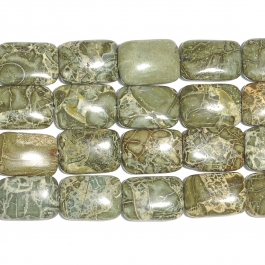 Green Brecciated Jasper 13x18 Rectangle Beads - 8 Inch Strand