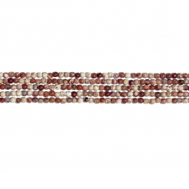 White Lace Red Jasper 4mm Round Beads - 8 Inch Strand