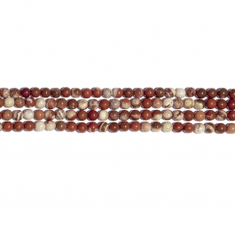 White Lace Red Jasper 6mm Round Beads - 8 Inch Strand